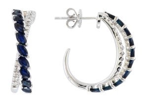 14K WG EFFY Sapphire Hoops