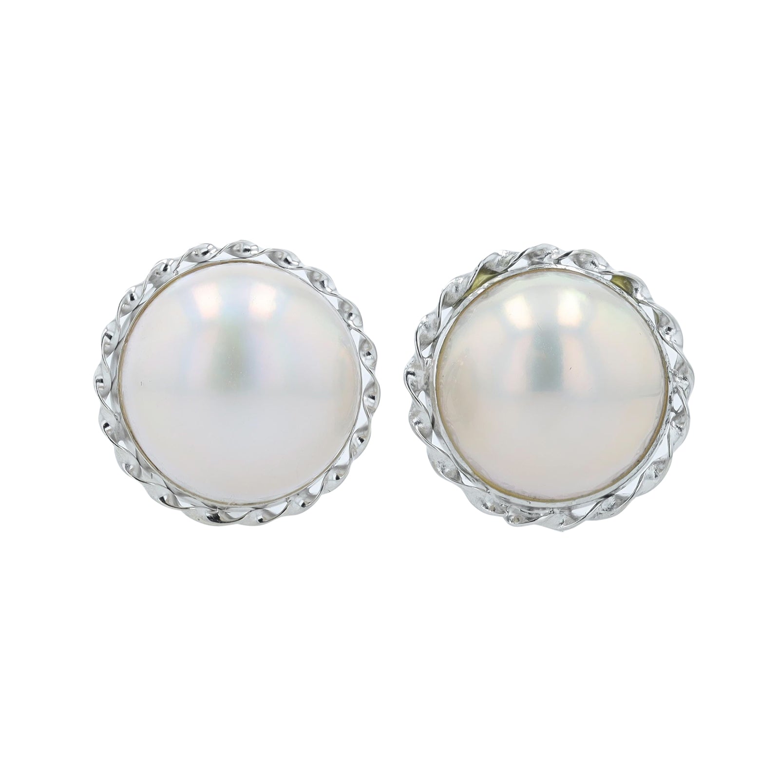 14K WG Mabe Pearl Studs