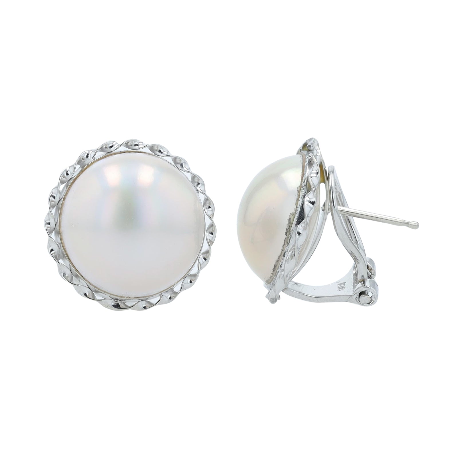 14K WG Mabe Pearl Studs