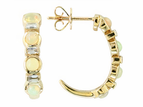 14K EFFY YG 0.75 CT Opal J-Hoops