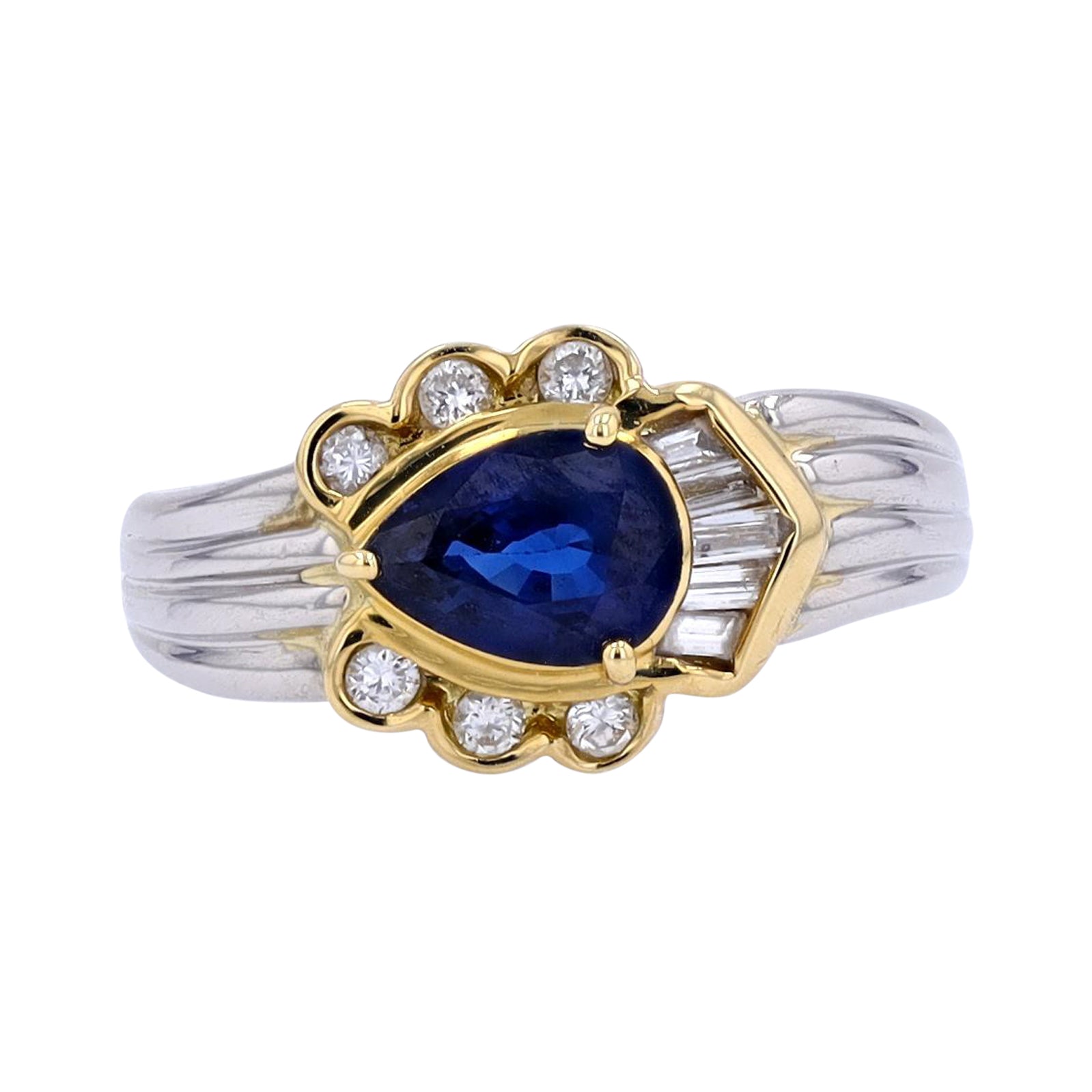 18K YG / PT900 1.21 CT Sapphire Ring