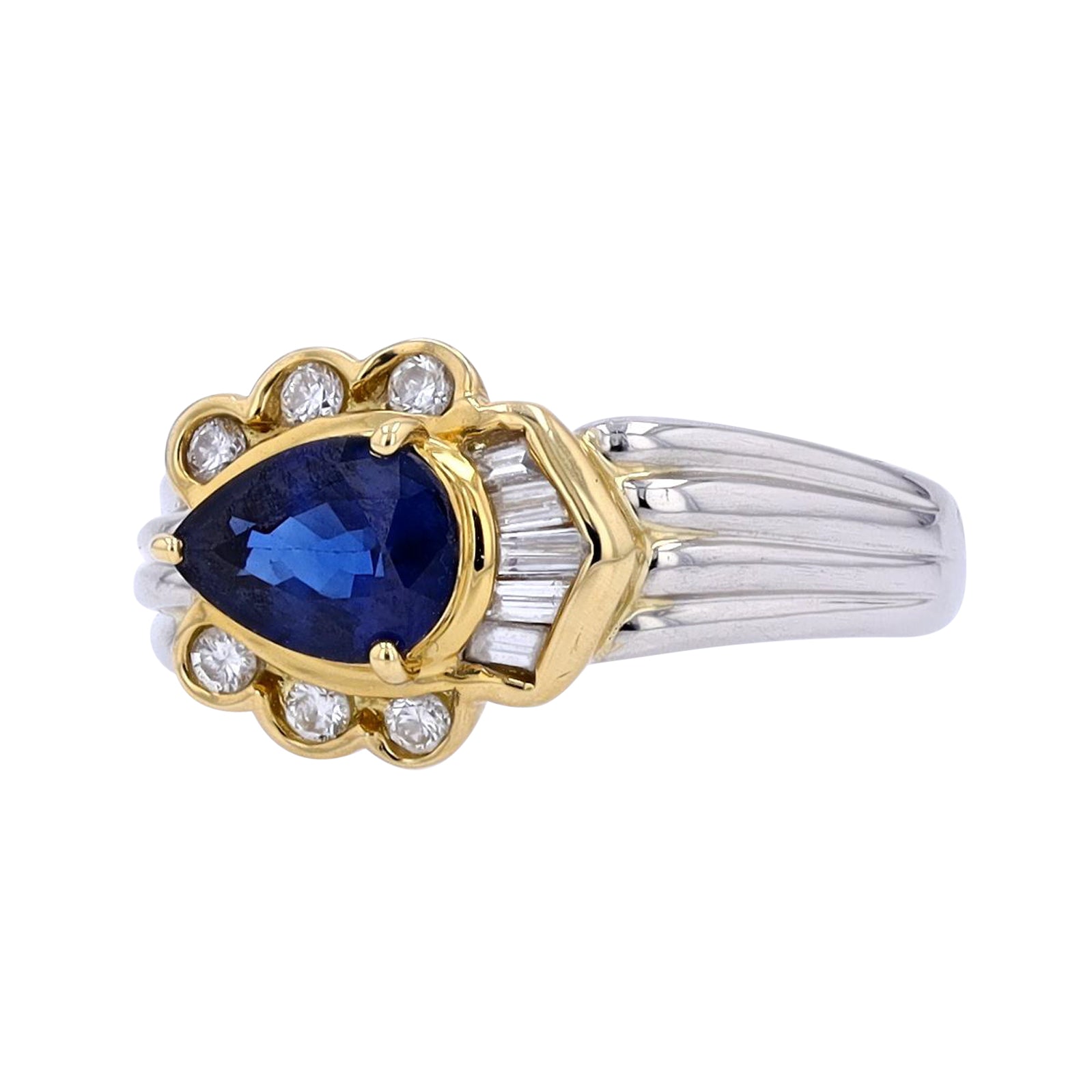 18K YG / PT900 1.21 CT Sapphire Ring