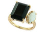 14K YG EFFT Onyx & Agate Cuff Ring