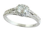 14K EFFY WG White Sapphire  Halo Engagement Ring