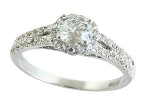 14K EFFY WG White Sapphire  Halo Engagement Ring