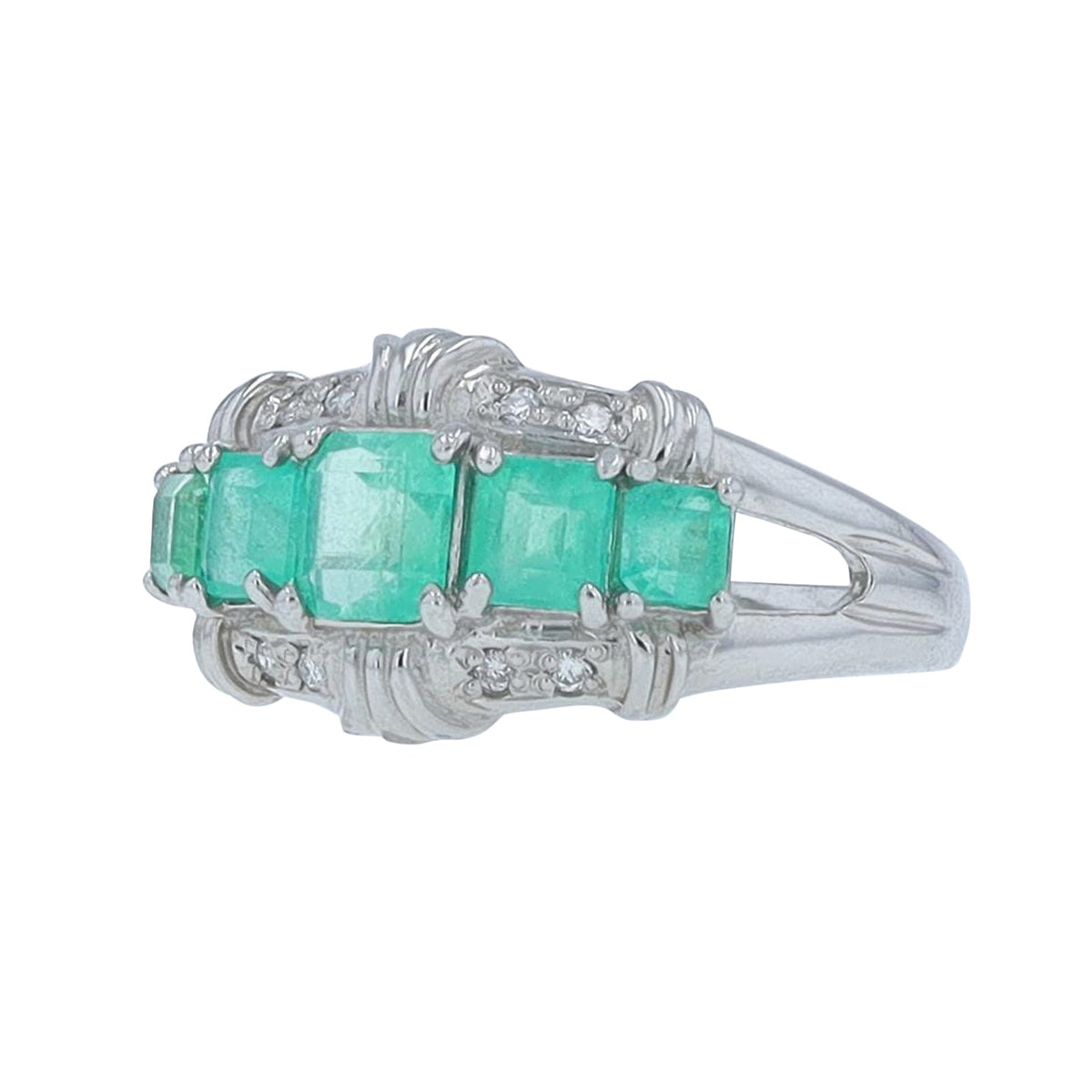 PT900 1.20 CT Emerald Five Stone Ring
