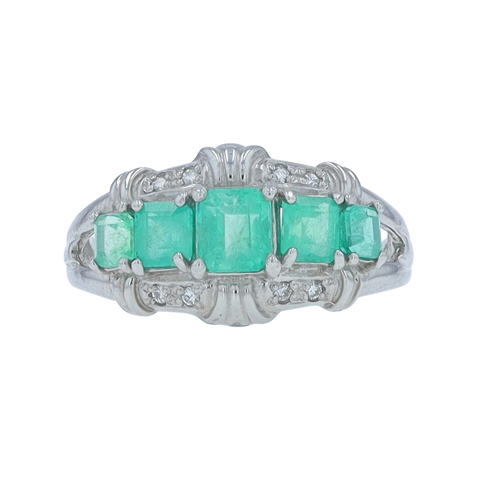 PT900 1.20 CT Emerald Five Stone Ring