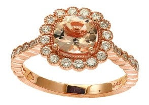 14K EFFY RG Morganite Halo Ring