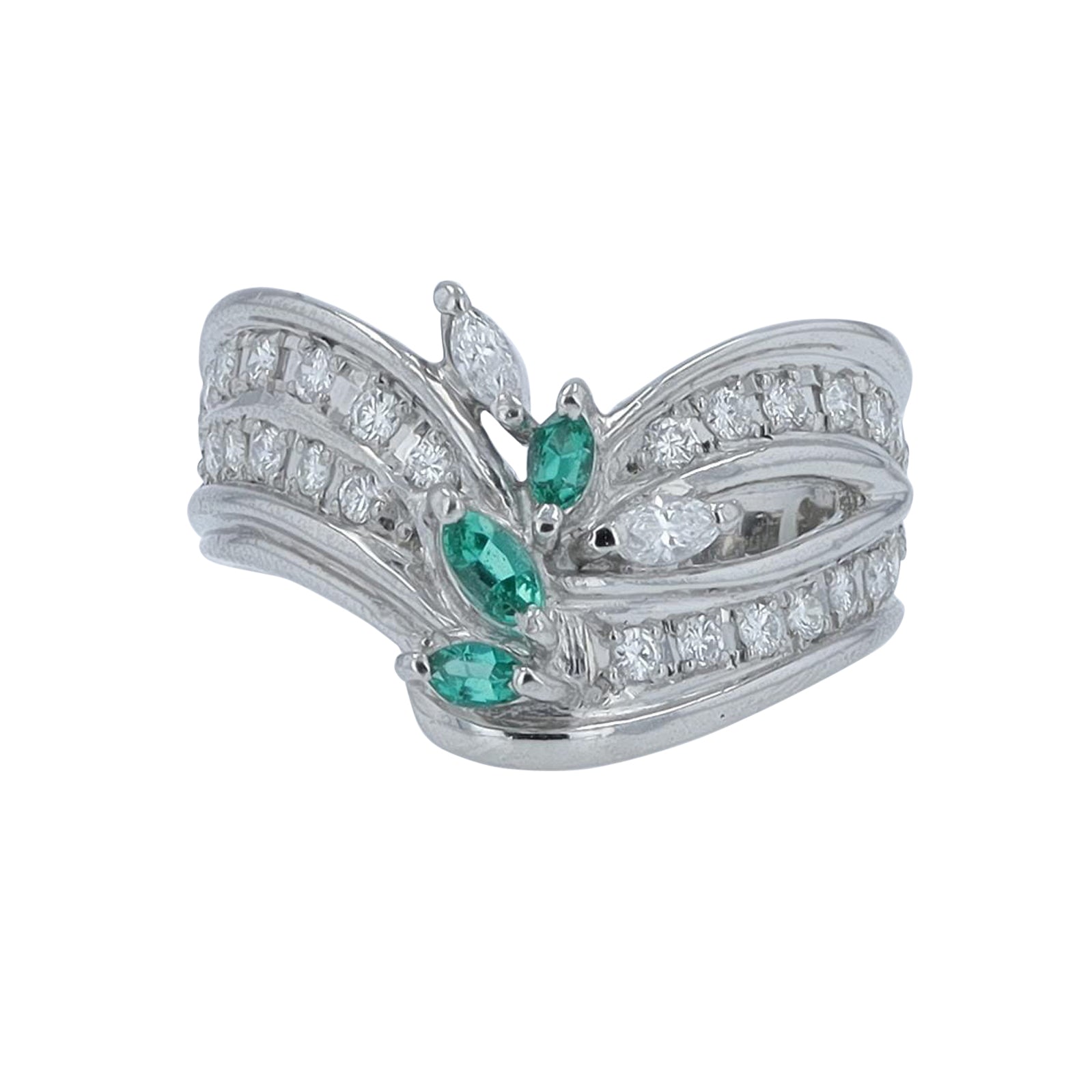 PT900 0.20 CT Emerald Three Stone Ring