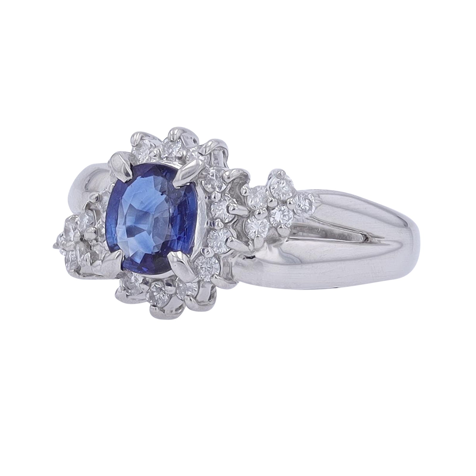 PT900 0.83 CT Sapphire Halo Ring