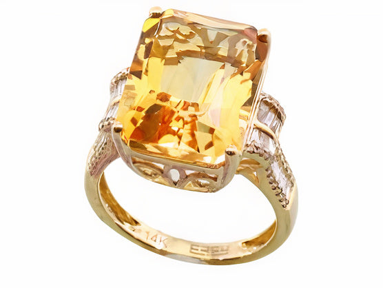 14K EFFY YG 11.60 CT Citrine Center Ring