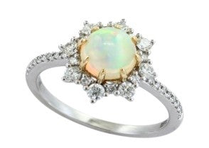 14K EFFY WG 1 CT Opal Halo Ring