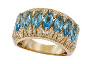 14K EFFY YG 2.40 CT Blue Topaz Ring