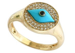 14K EFFY YG Turquoise Evil Eye Ring