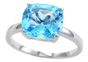 14K EFFY WG 4.90 CT Blue Topaz Solitaire Ring