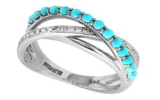 14K EFFY WG Turquoise Cross Over Ring