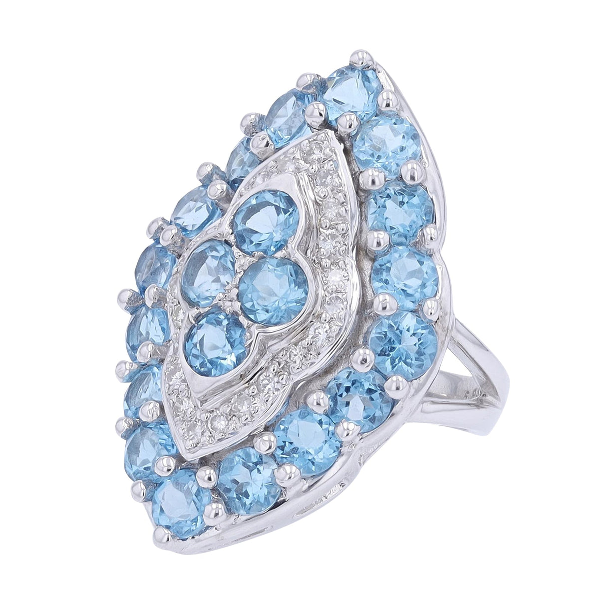 18K WG 5.83 CT Blue Topaz Ring