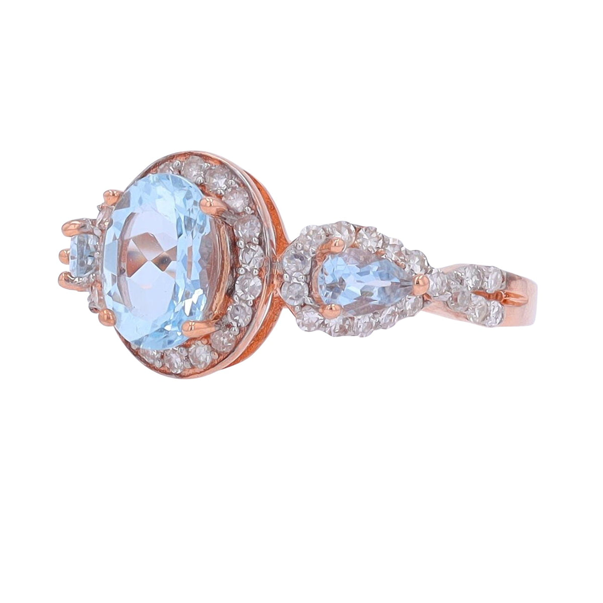 14K RG Aquamarine Ring