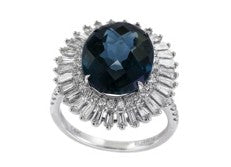 14K EFFY WG 8.85 CT London Blue Topaz Ring
