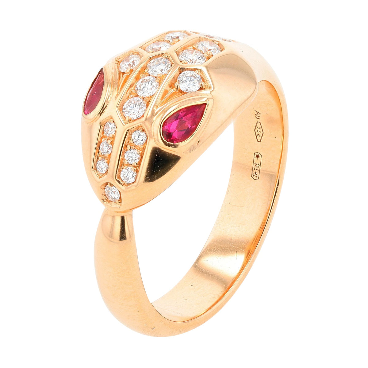 18K RG BVLGARI Rubellite Snake Ring
