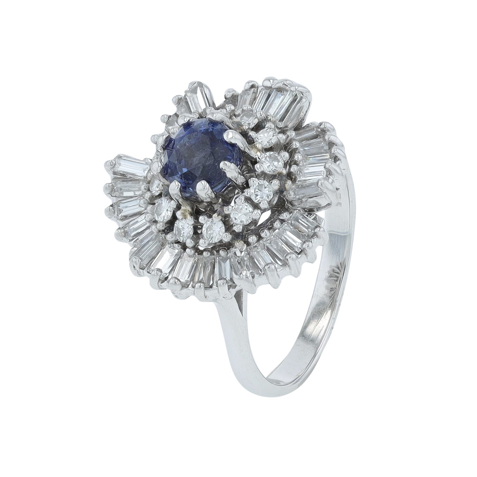 18K WG 0.80 CT Sapphire Center Ring