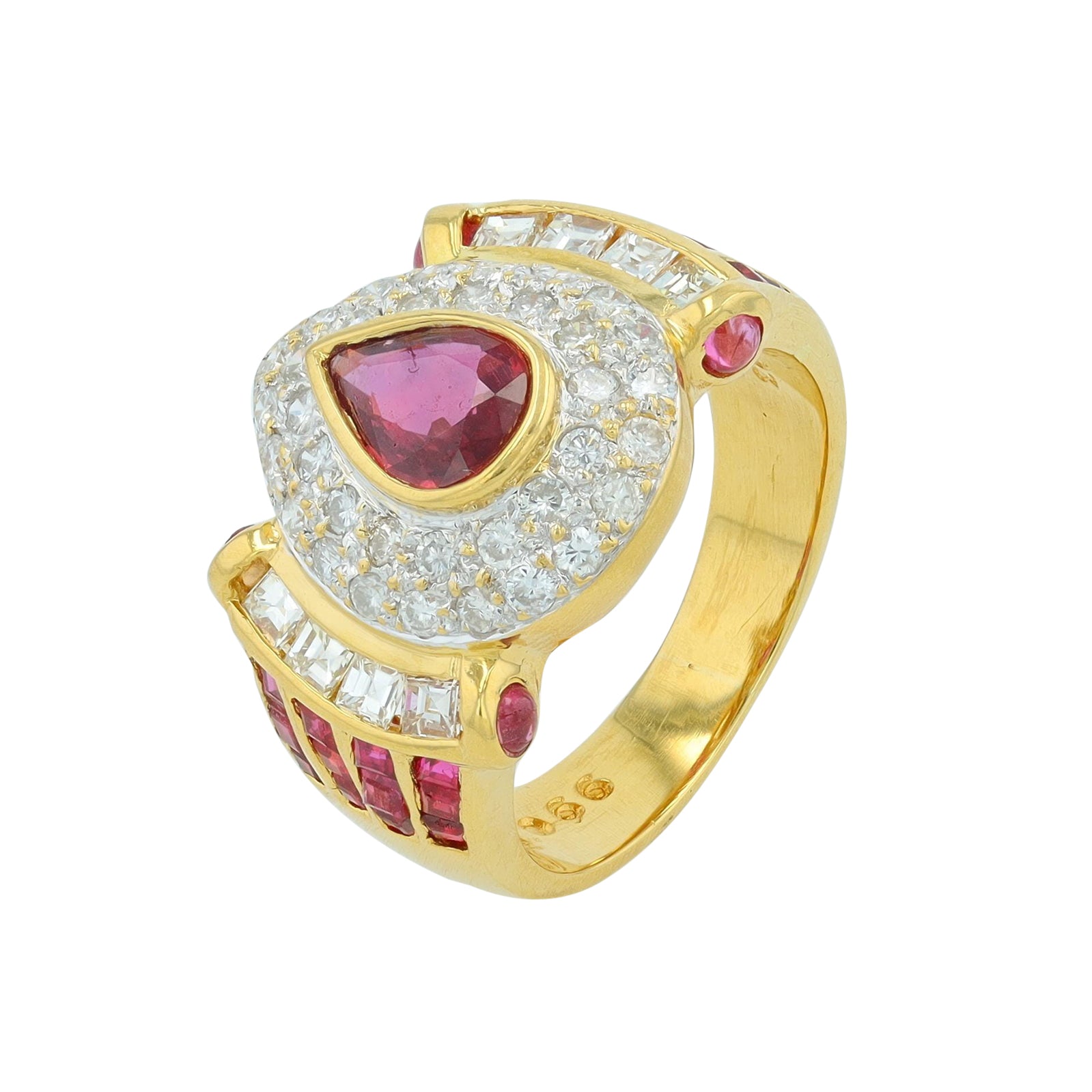18K YG 1.77 CT Ruby Center Ring