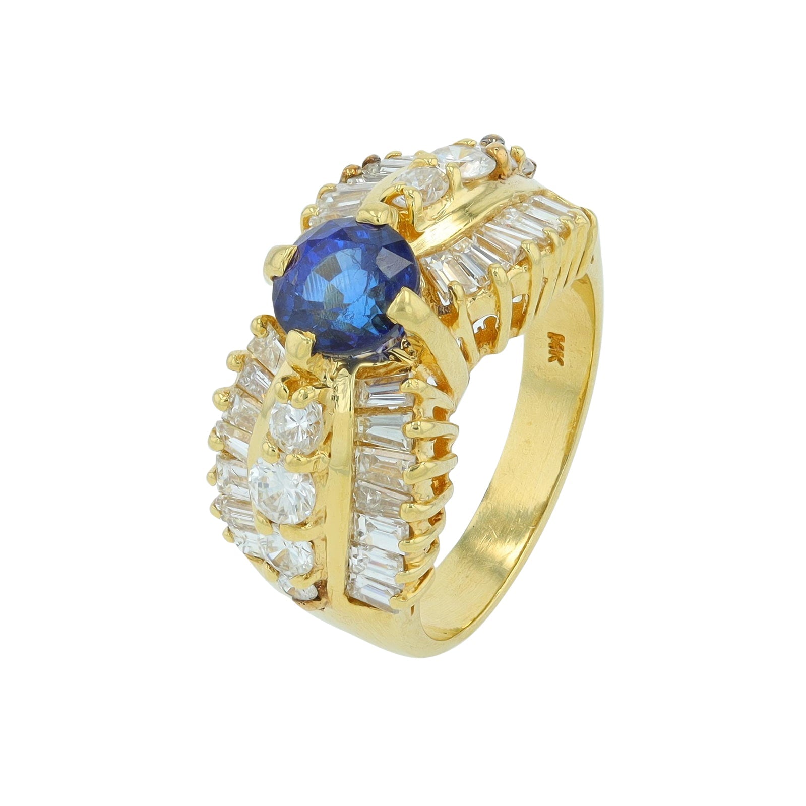 18K YG 1.75 CT Sapphire Center Ring