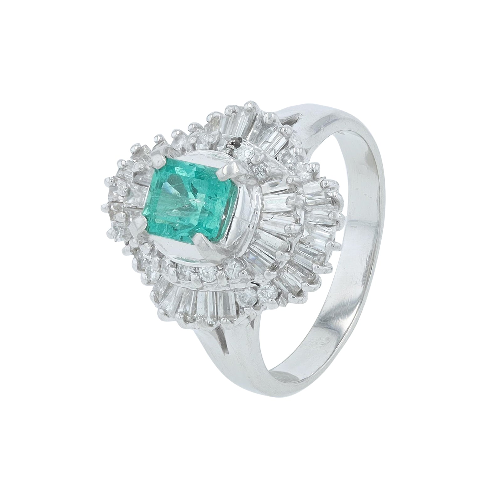 PT900 0.74 CT Emerald Center Ring