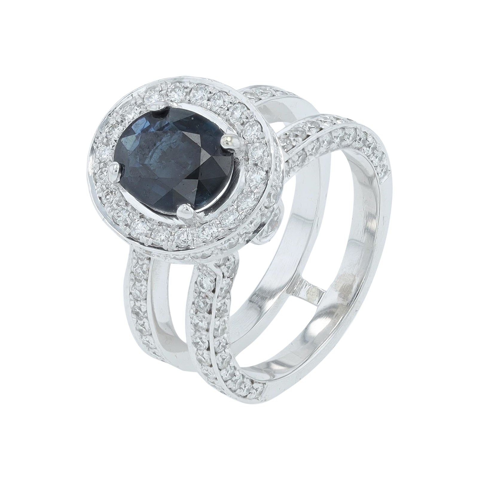 18K WG 1.68 CT Sapphire Center Ring