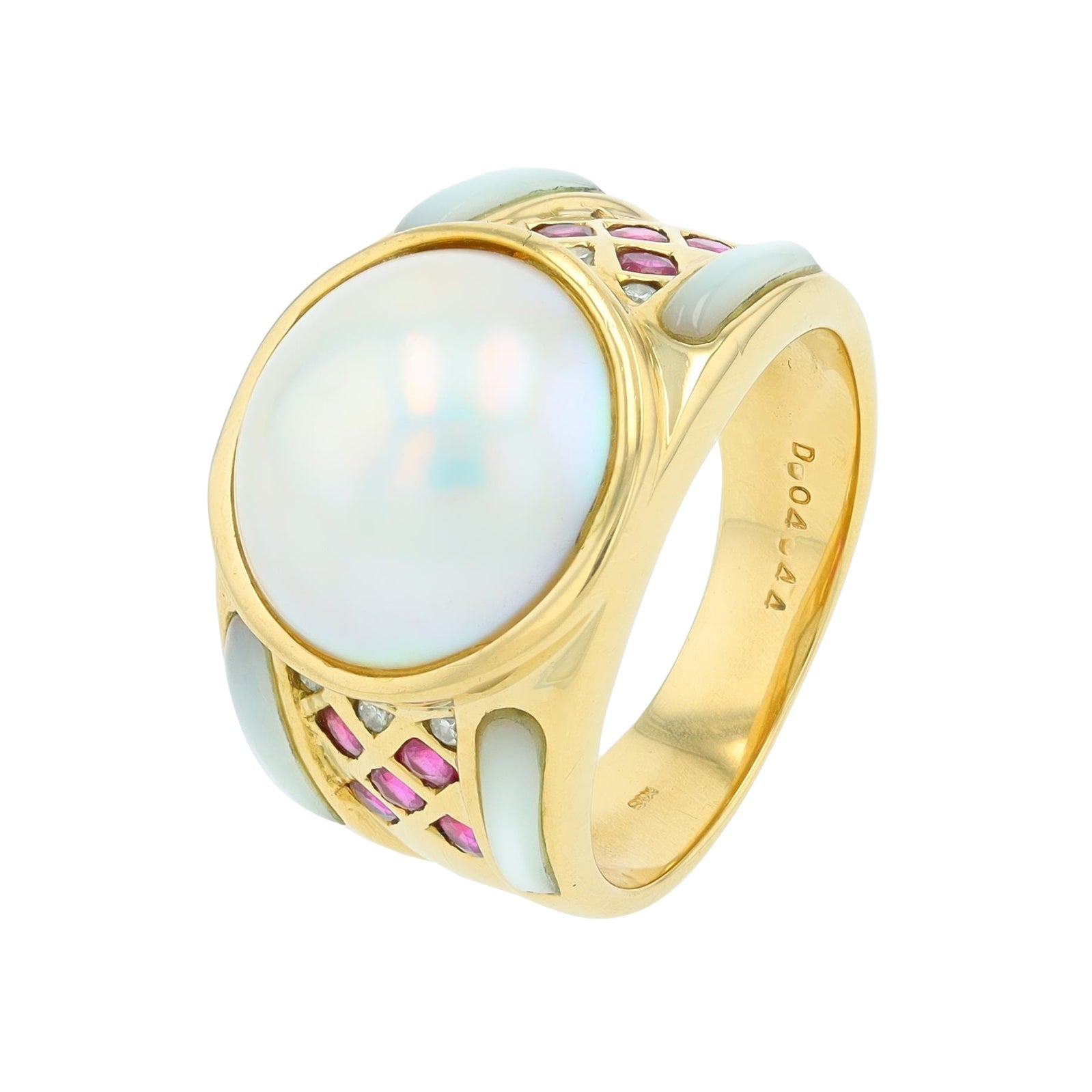 18K YG Mabe Pearl & Mother of Pearl Ring