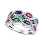 14K EFFY WG 2.60 CT Ruby, Sapphire, & Emerald Band