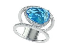 14K EFFY WG 6.25 CT Blue Topaz Ring