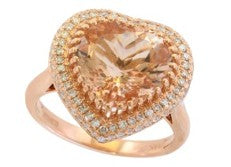 14K EFFY RG 5.30 CT Morganite Heart Ring