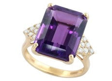 14K EFFY YG 10.80 CT Amethyst Ring