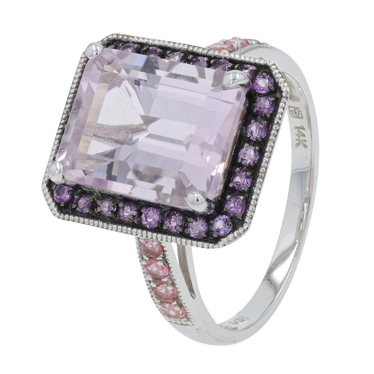 14K WG 4.50 CT Amethyst Center Ring