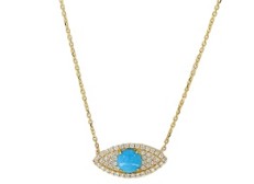 14K EFFY YG .85 CT Turquoise Evil Eye Necklace