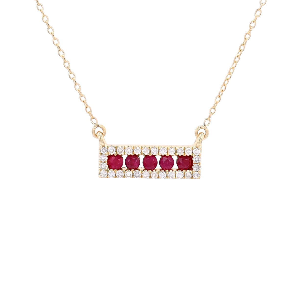 14K Gemstone & Diamond Bar Necklace<p><strong>More Colors Available</p></strong>