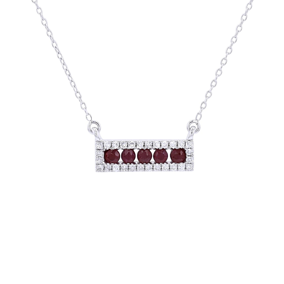 14K Gemstone & Diamond Bar Necklace<p><strong>More Colors Available</p></strong>