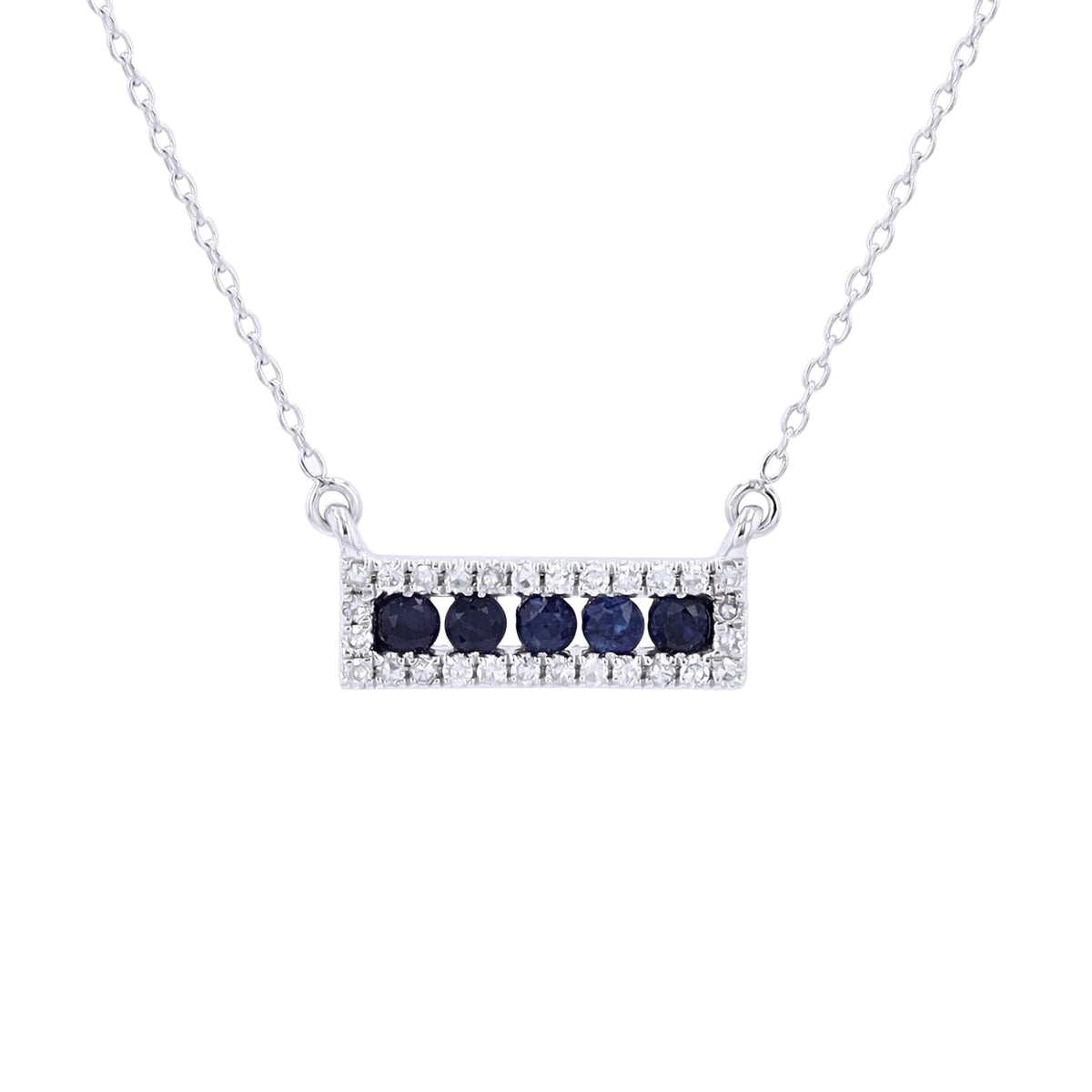 14K Gemstone & Diamond Bar Necklace<p><strong>More Colors Available</p></strong>
