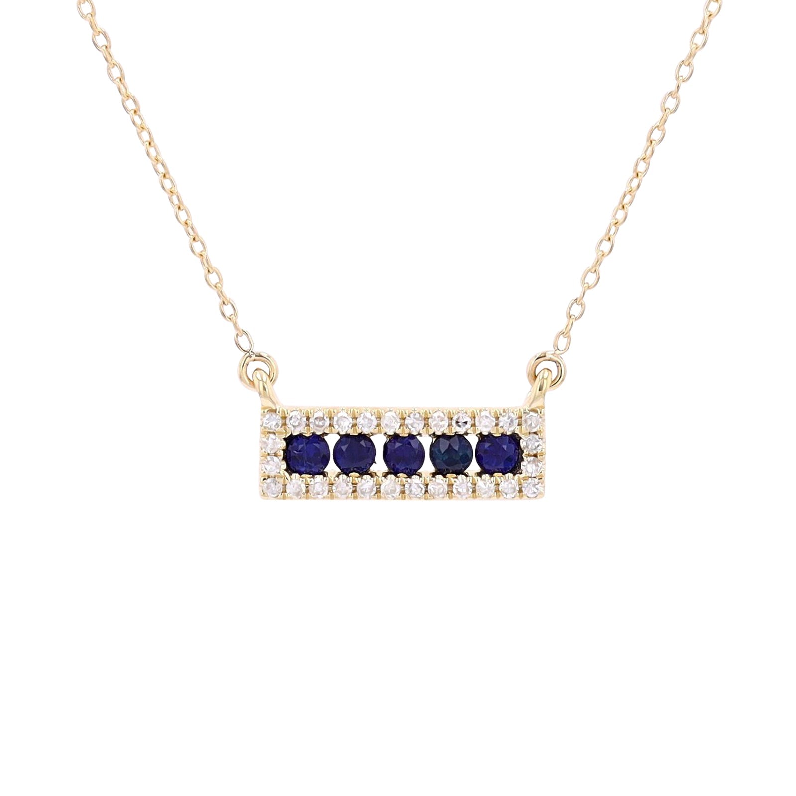 14K Gemstone & Diamond Bar Necklace<p><strong>More Colors Available</p></strong>