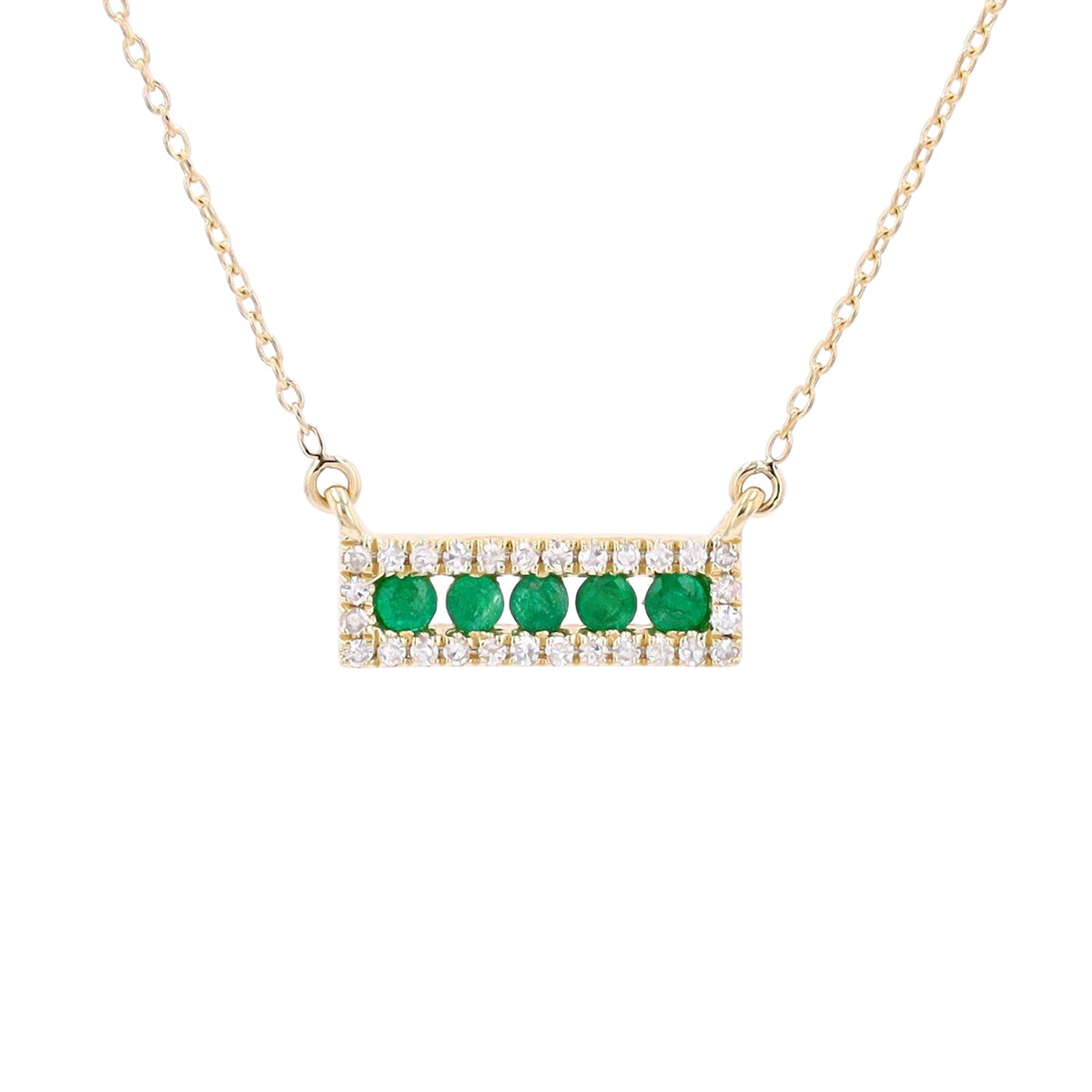 14K Gemstone & Diamond Bar Necklace<p><strong>More Colors Available</p></strong>