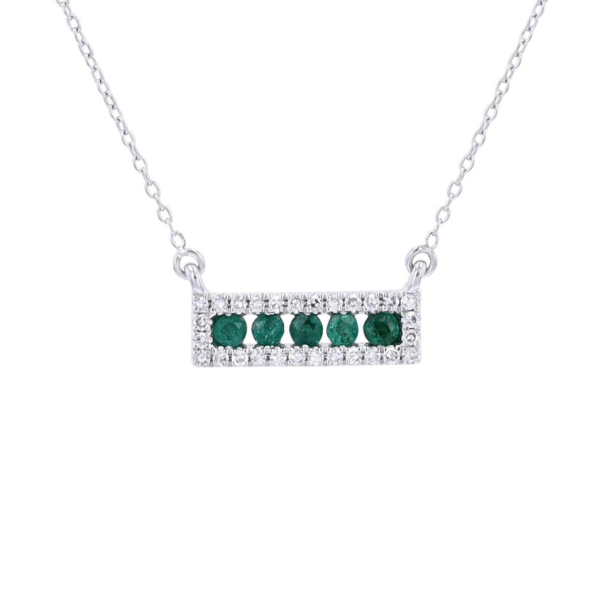 14K Gemstone & Diamond Bar Necklace<p><strong>More Colors Available</p></strong>