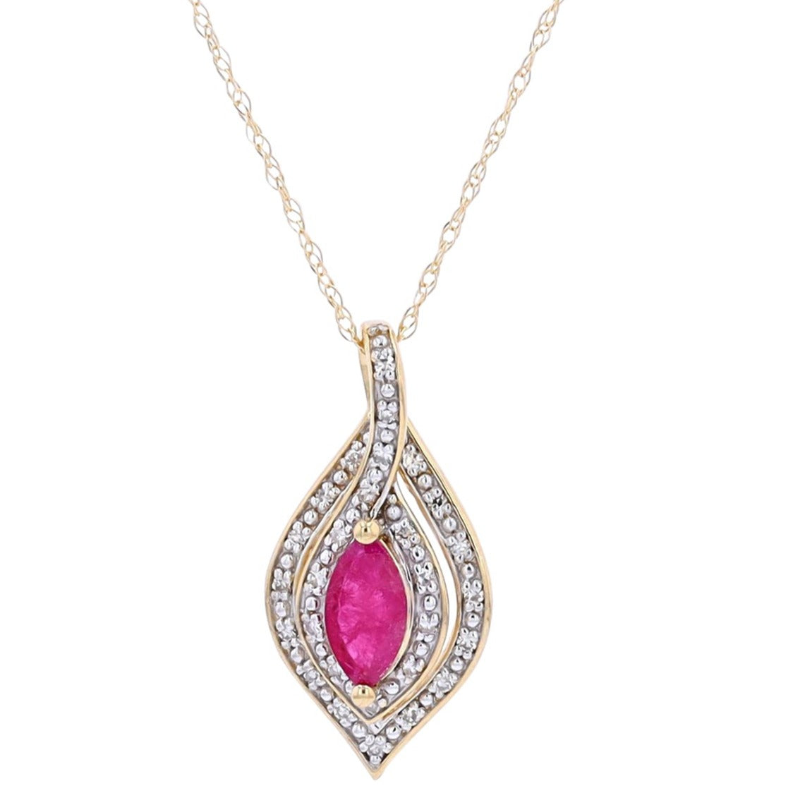 14K Gemstone & Diamond Pendant<p><strong>More Colors Available</p></strong>