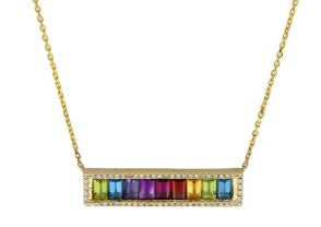 14K YG EFFY Multicolor Bar Necklace