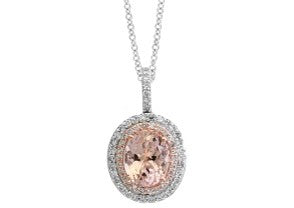 14K EFFY WG Oval Morganite Pendant