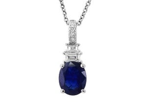 14K EFFY WG Oval Sapphire Pendant