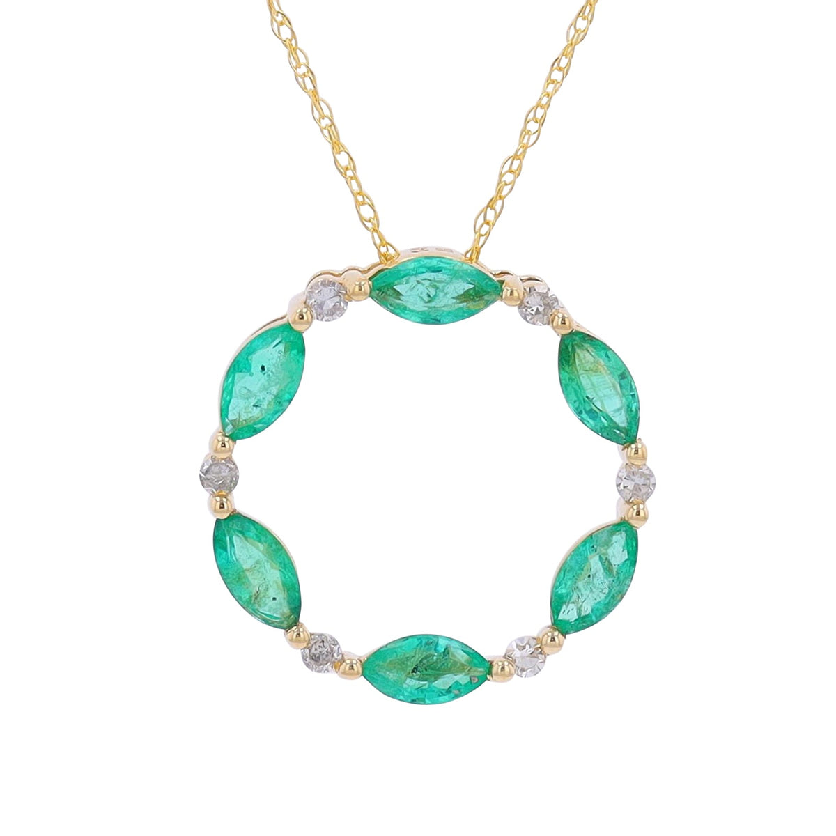 14K Gemstone & Diamond Circle Pendant<p><strong>More Colors Available</p></strong>