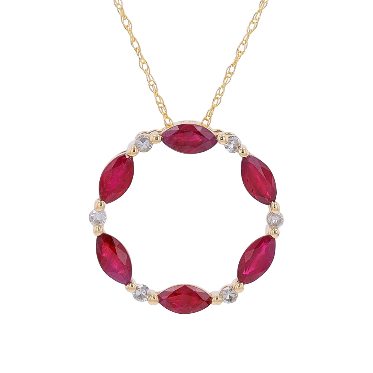 14K Gemstone & Diamond Circle Pendant<p><strong>More Colors Available</p></strong>