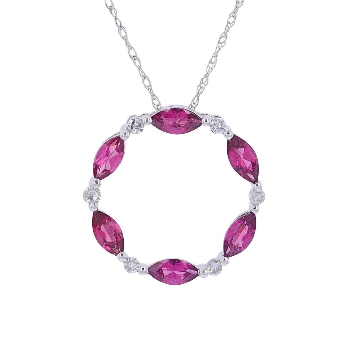 14K Gemstone & Diamond Circle Pendant<p><strong>More Colors Available</p></strong>