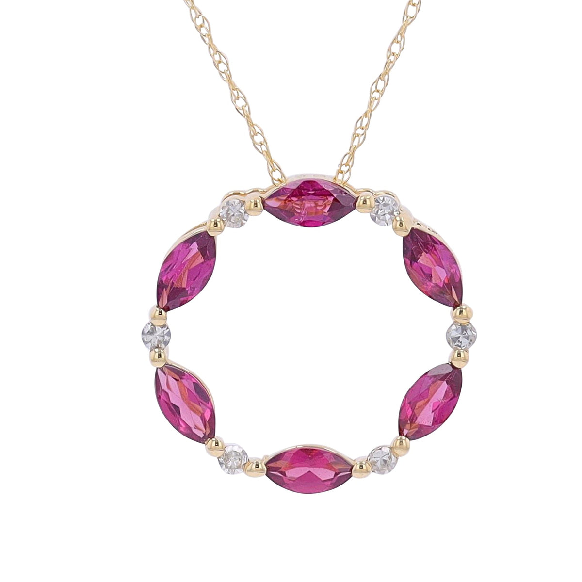 14K Gemstone & Diamond Circle Pendant<p><strong>More Colors Available</p></strong>